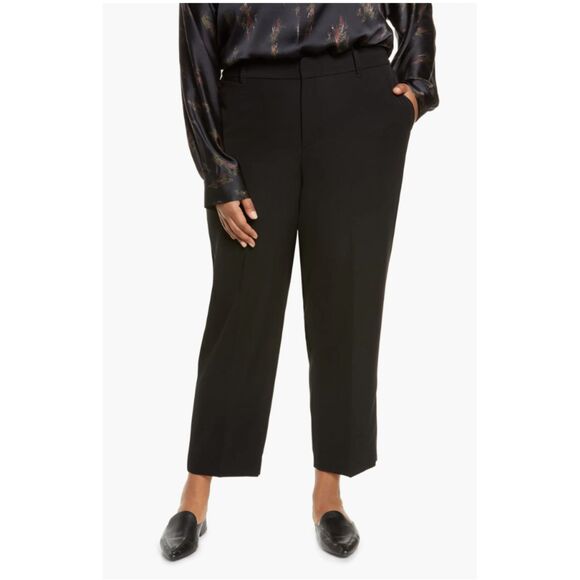 NWT Vince Soft High Waist Tailored Black Trousers Pants Plus Size Size 18 - Picture 1 of 10